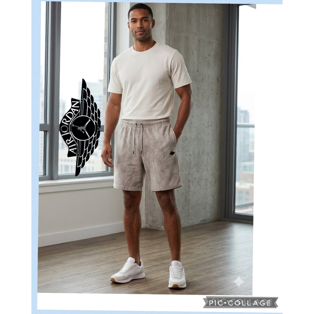 Air Jordan Mens XXL‎ Grey Acid Wash Fleece Shorts Wings Logo Streetwear Vtg Rare